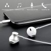 Bílá drátová sluchátka s mikrofonem – 3,5mm jack konektor, univerzální headset pro telefon