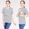 Dámské těhotenské tričko pro kojící matky, krátký rukáv (černobílé pruhované) velikost S