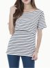 Těhotenský kojící top s krátkým rukávem na léto M (černobílé pruhované)