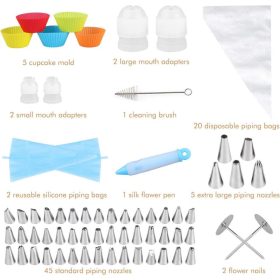   Sada na zdobení dortů Wisfox, 85 dílů – zdobení dortů, sáčky na polevu a příslušenství