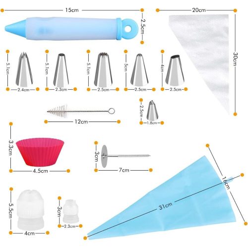 Sada na zdobení dortů Wisfox, 85 dílů – zdobení dortů, sáčky na polevu a příslušenství