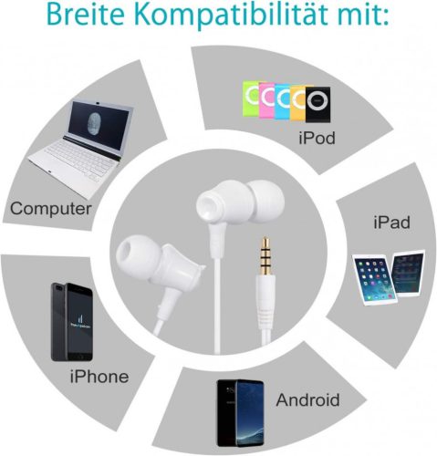 Toplus bílá drátová sluchátka do uší s mikrofonem pro chytré telefony