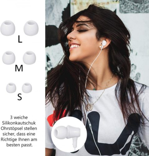 Toplus bílá drátová sluchátka do uší s mikrofonem pro chytré telefony