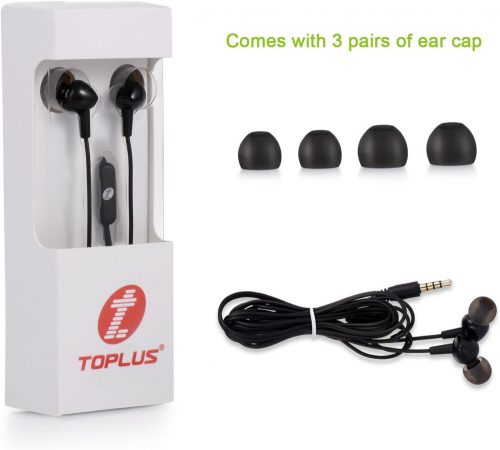 Drátová sluchátka Toplus pro chytré telefony – černá, pohodlná a s čistým zvukem