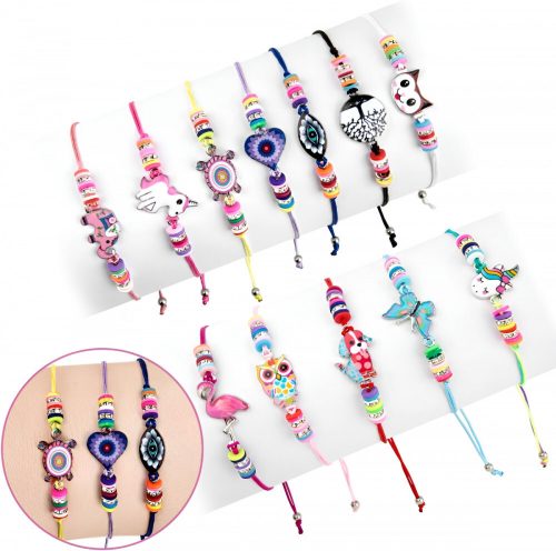 Náramky přátelství Comius Sharp, 12 ks – ručně tkané, se zvířecím vzorem