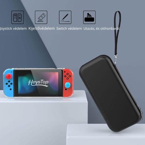 Ochranná sada HEYSTOP pro Nintendo Switch – černá, nárazuvzdorné pouzdro a příslušenství