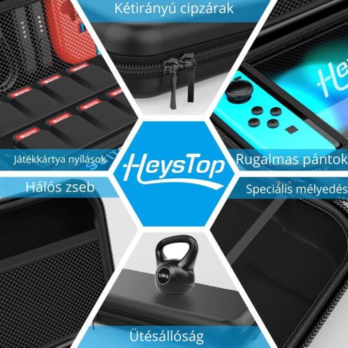 Ochranná sada HEYSTOP pro Nintendo Switch – černá, nárazuvzdorné pouzdro a příslušenství
