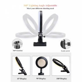   Elegantní bílé selfie prstencové světlo s držákem – nastavitelný jas pro telefon