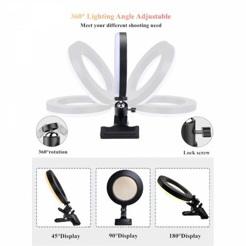 Elegantní bílé selfie prstencové světlo s držákem – nastavitelný jas pro telefon