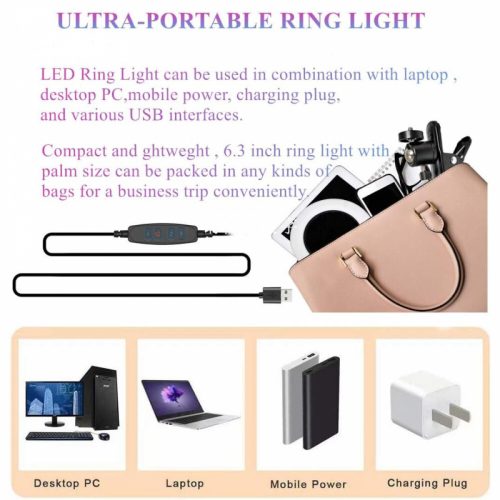 Elegantní bílé selfie prstencové světlo s držákem – nastavitelný jas pro telefon