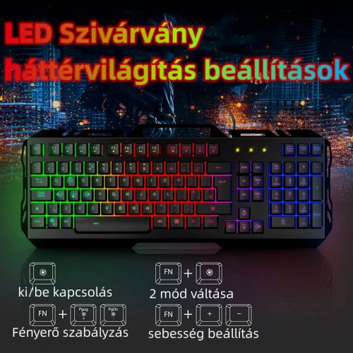 Herní klávesnice WisFox LED – s USB konektorem