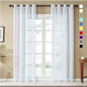   Poloprůhledná lněná záclona Topfinel 300x240cm 2 ks (bílá)