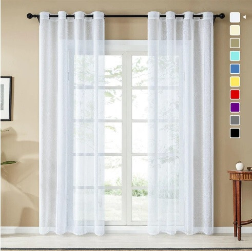 Poloprůhledná lněná záclona Topfinel 300x240cm 2 ks (bílá)