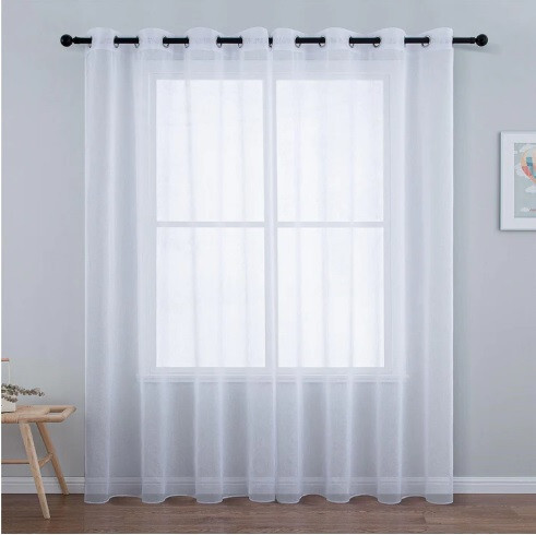 Poloprůhledná lněná záclona Topfinel 300x240cm 2 ks (bílá)