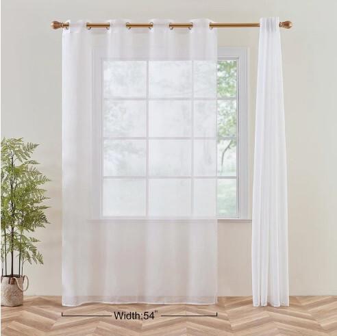 Poloprůhledná lněná záclona Topfinel 300x240cm 2 ks (bílá)