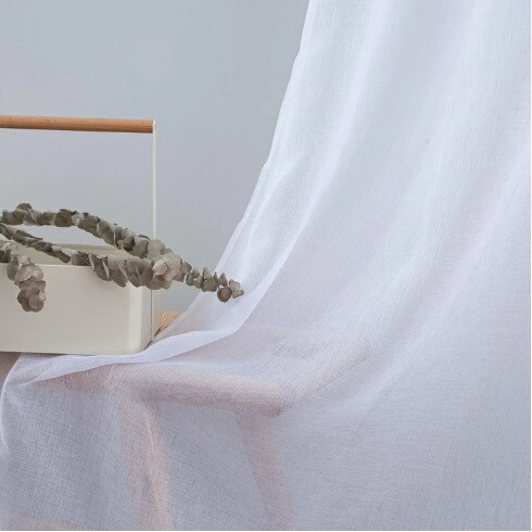 Poloprůhledná lněná záclona Topfinel 300x240cm 2 ks (bílá)