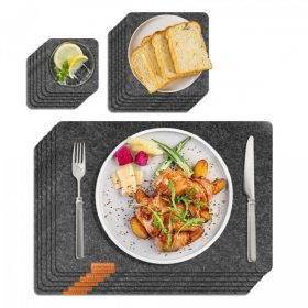   Sada jídelních prostírání SportOut tmavě šedá – silikonové prostírání a podtácek