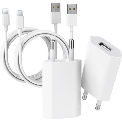 Nabíječka pro iPhone – 【Certifikát Apple MFI】 5W USB nabíjecí adaptéry a USB-Lightning nabíjecí kabel (1M) 2 balení