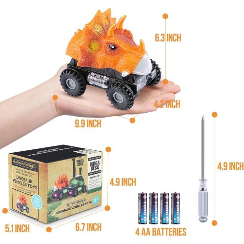 Autíčka s dinosaury Tencoz s LED světly – barevná