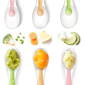   Sada silikonových lžiček na krmení pro miminka TheToddly – 4 ks, oranžová, modrá, růžová, zelená