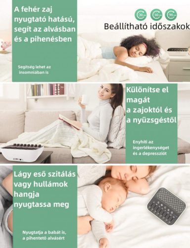 Suppou Sleep Aid – bílý šumový přístroj – 24 zvuků, časovač, USB připojení