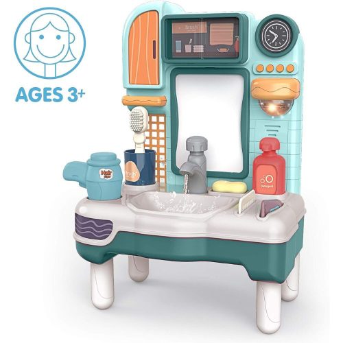 Koupelnové zrcadlo s umyvadlem, baterií a příslušenstvím (přehrávač osvětlení a zvuku)