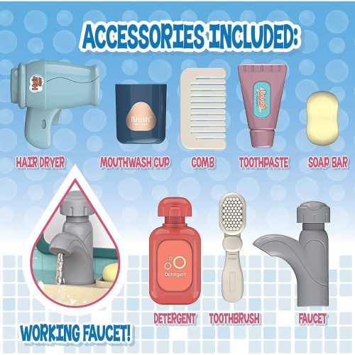 Koupelnové zrcadlo s umyvadlem, baterií a příslušenstvím (přehrávač osvětlení a zvuku)