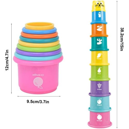 Oblíbená dětská hračka na stavění věží – od 6 měsíců, barevná rozvíjející dětská hračka