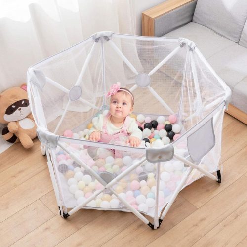 Dětská ohrádka Forroby ve tvaru šestiúhelníku – 68 x 78 x 140 cm, bezpečná pro vnitřní i venkovní použití