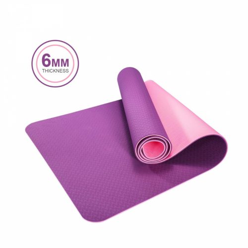 TPE ekologická podložka na jógu s taškou, 6mm silná (purpurová-růžová) 66x183 cm