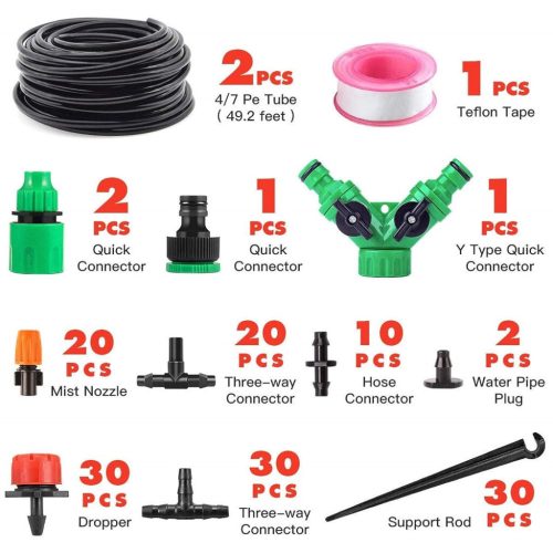 149dílný automatický kapkový zavlažovací systém pro zahradu – sada pro úsporu vody
