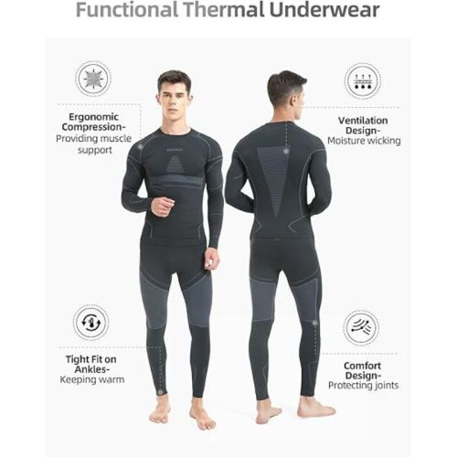 Dětský termo overal NOOYME, spodní a horní sada - černý (140-145 cm)