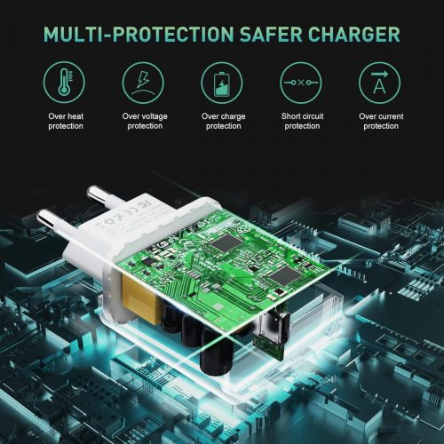 Amoner USB-C 20W rychlonabíjecí adaptér v bílé barvě – pro nabíjení telefonů a tabletů