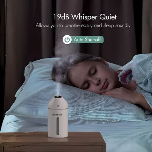 Přenosný mini zvlhčovač vzduchu Homasy, 320 ml (bílý)