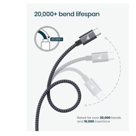   Pletený datový kabel Rampow USB-C 2m šedý – rychlé nabíjení a přenos dat