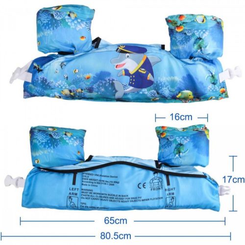 Dětská záchranná vesta JEVDES s páskou na ruku – vzor delfína (9–30 kg)