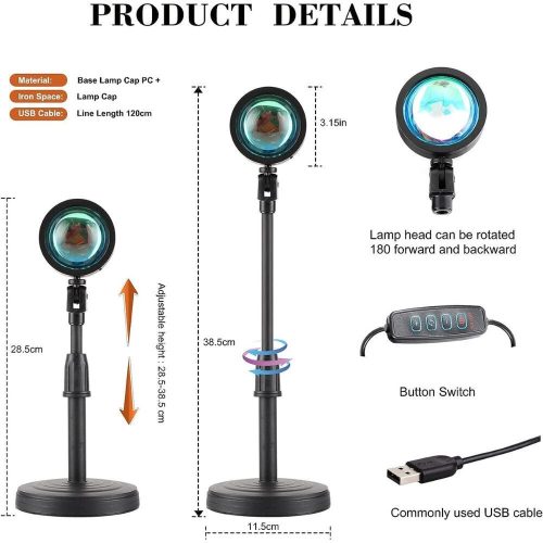 GTTFAE Lampa Západ slunce - LED světlo nálady, nastavitelné gradientní modré stínidlo