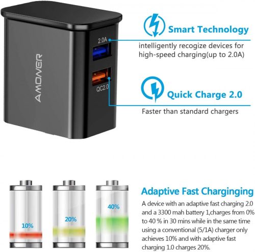 Amoner 25W rychlonabíjecí adaptér + sada kabelů (2 ks, 1, 2m)