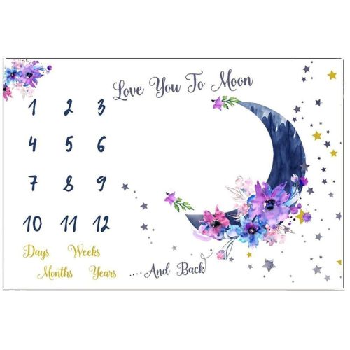 Dětská deka Ever Fairy Milestone – fleecová, 150×100 cm, fialový vzor měsíce