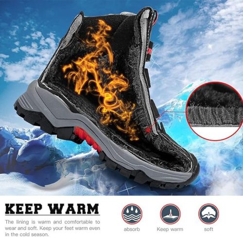 Zimní boty ASHION velikost 33 – červeno-černé, dětské boty s teplou podšívkou, nepromokavé, protiskluzové