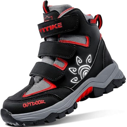 Zimní boty ASHION velikost 29 – červeno-černé, dětské boty s teplou podšívkou, nepromokavé, protiskluzové