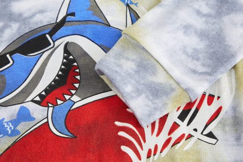 LOLPIP Chlapecké bavlněné pyžamo s dlouhým rukávem pro 7leté děti 2ks (žralok a dinosaurus)