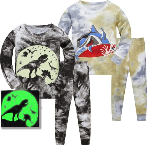 LOLPIP Dlouhé bavlněné pyžamo pro chlapce pro 8 let, 2díly (žralok a dinosaurus)