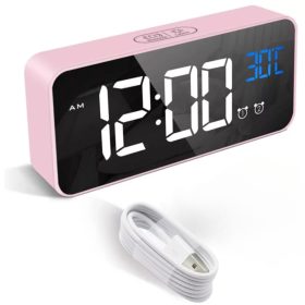   Digitální budík Hermic – růžový, sLED displejem a funkcí teploměru