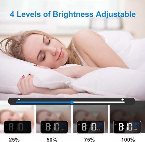 Digitální budík Hermic – růžový, sLED displejem a funkcí teploměru