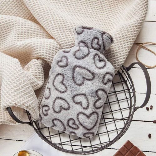 SEPTAM Láhev na vodu ve tvaru srdce – 1 l, měkký plyšový potah