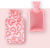 Růžová láhev na vodu se vzorem srdce – měkký potah, pohodlné hřeje