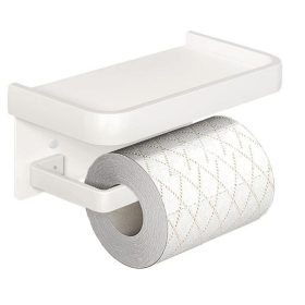   Držák toaletního papíru Roffie bílý – hliníkový nástěnný, kompaktní velikost