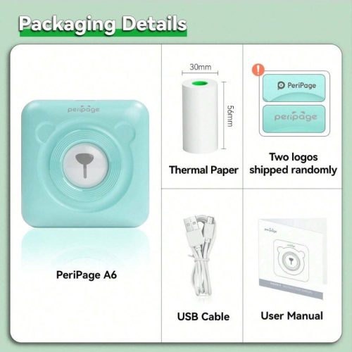 Přenosná fototiskárna PeriPage Mini A6 (tyrkysová)