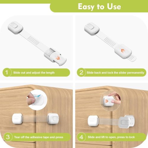 ADORIC Nastavitelný dětský zámek 6 ks – Bezpečnostní zámky pro skříňky a zásuvky